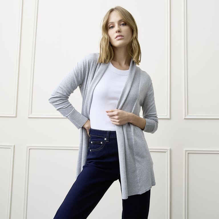 Chaleco Manga Larga Mujer Diseño Liso Casual