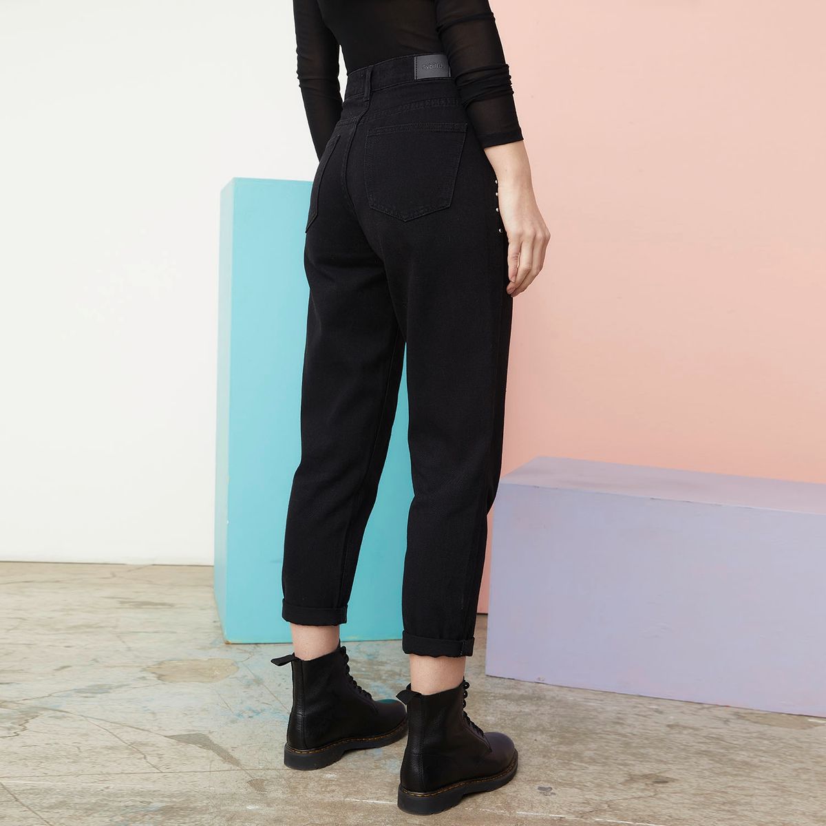 SYBILLA - Jeans Mom Tiro Medio Mujer Sybilla