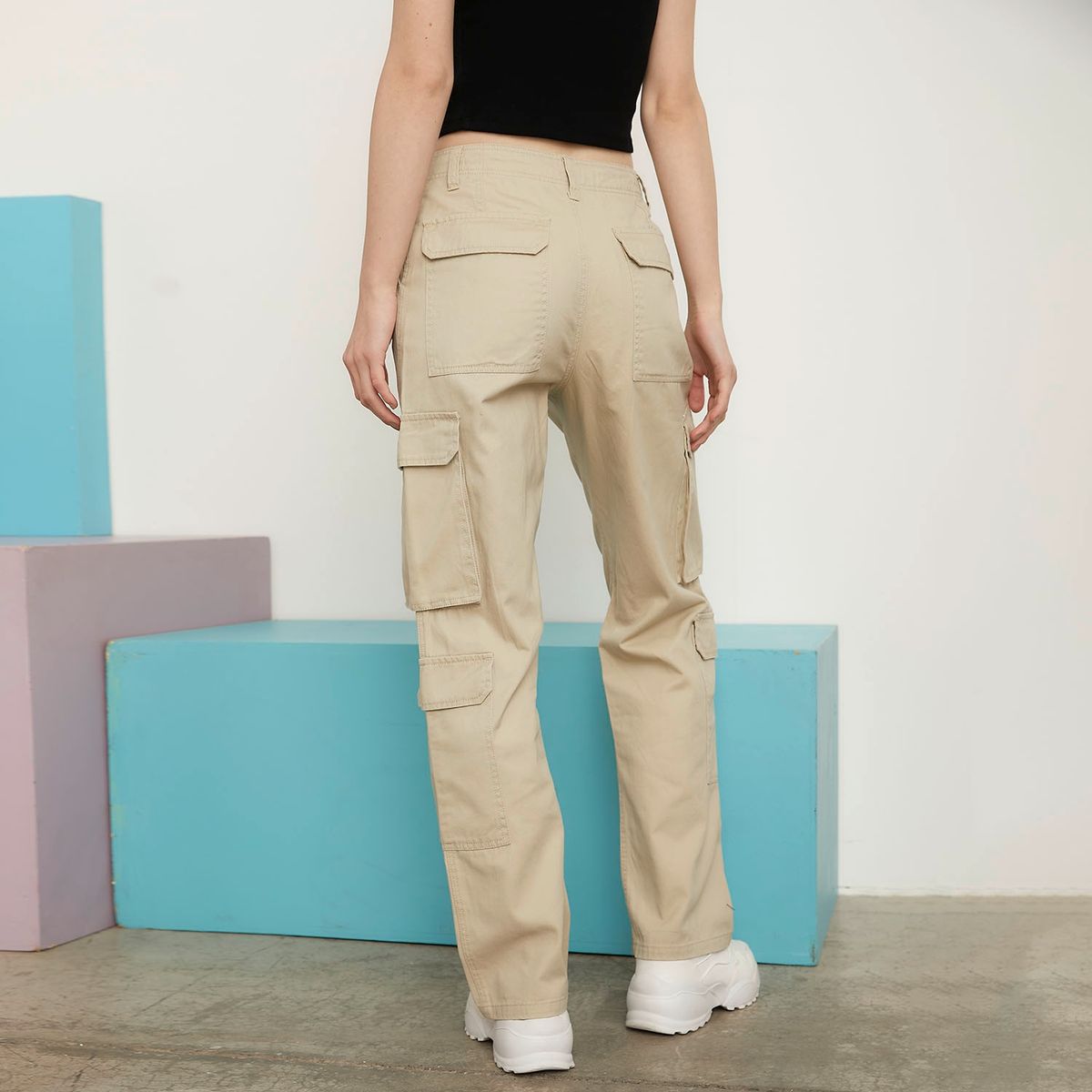 SYBILLA - Pantalón Cargo Tiro Medio Mujer Sybilla