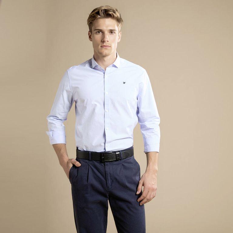 Camisa Manga Larga Hombre Slim Fit Algodón
