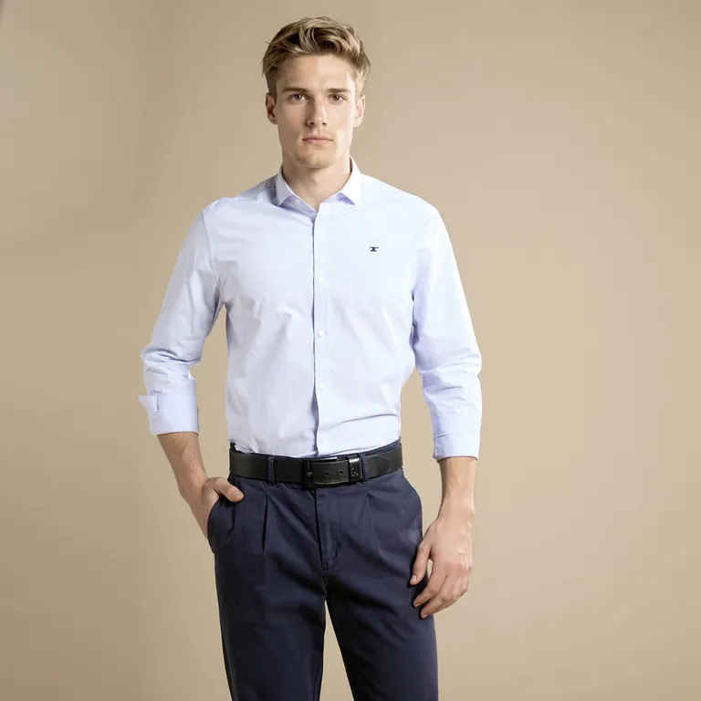 Camisa Manga Larga Hombre Slim Fit Algodón
