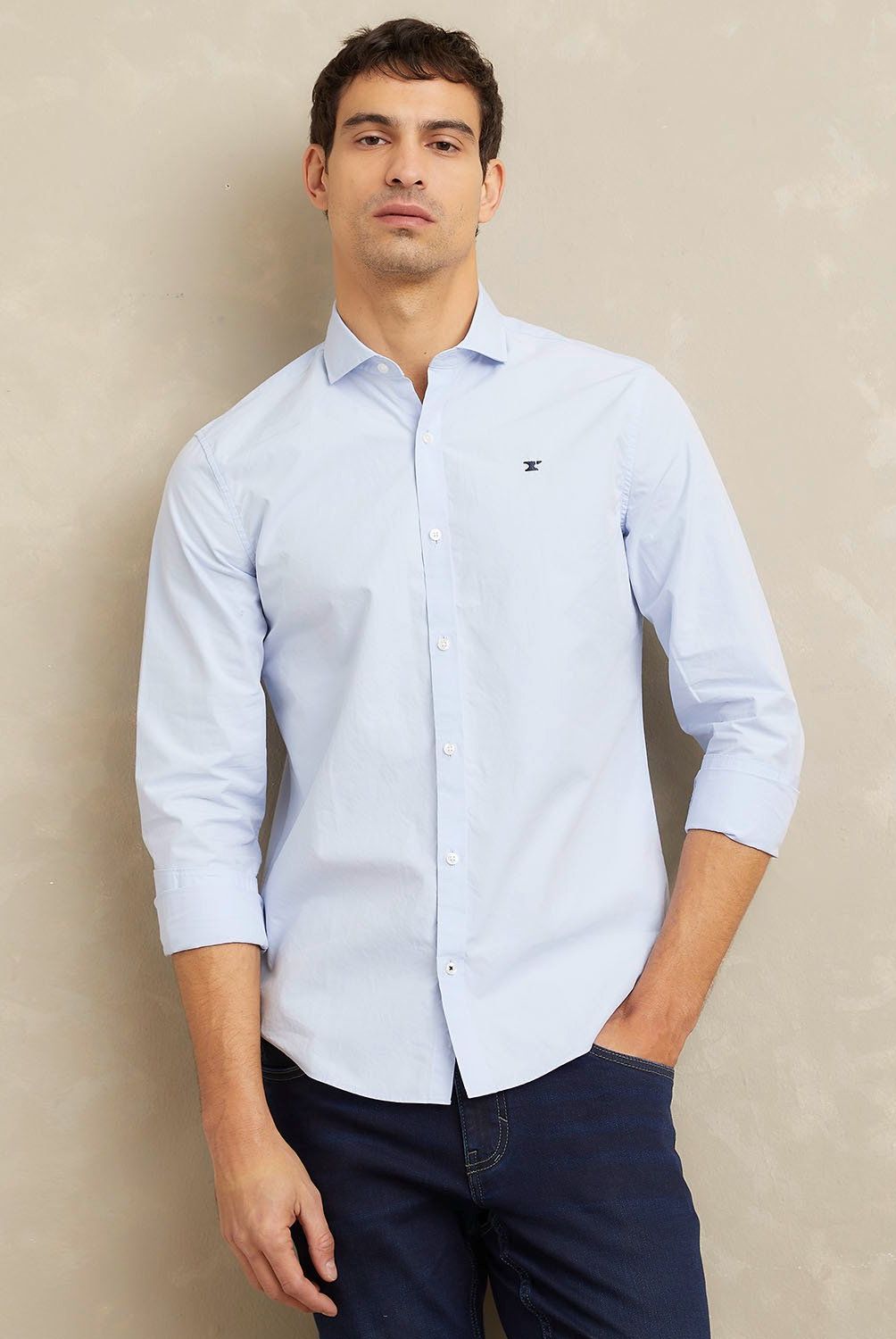 WOLF&HANK - Camisa Manga Larga Hombre Slim Fit Algodón Wolf&Hank