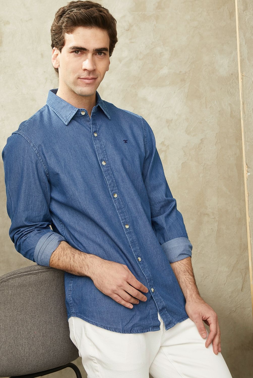 WOLF&HANK - Camisa Casual Manga Larga Algodón Hombre Wolf&Hank