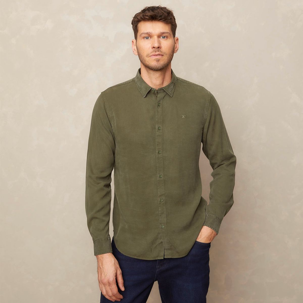 WOLF&HANK - Camisa Casual Manga Larga Slim Fit Hombre Wolf&Hank