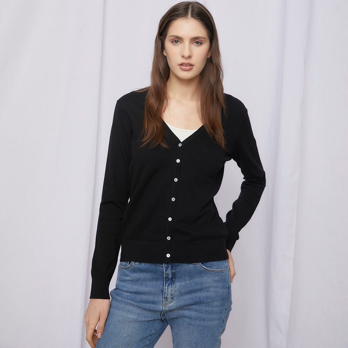 UNIVERSITY CLUB - Chaleco Cardigan University Club Algodón Manga Larga Mujer