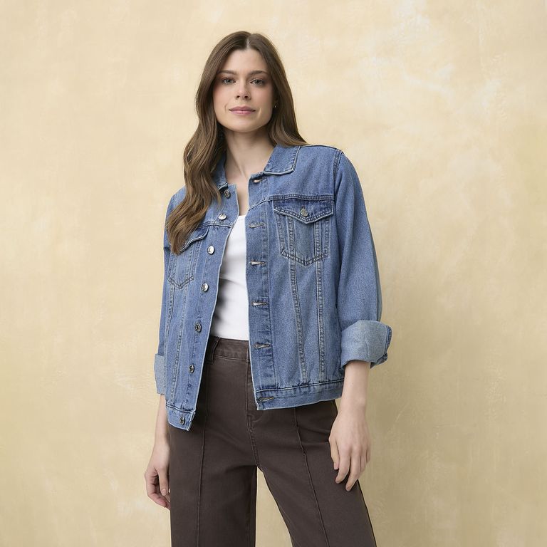 UNIVERSITY CLUB Chaqueta Denim Algodón Mujer Manga Larga