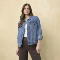 Chaqueta Denim Algodón Mujer Manga Larga
