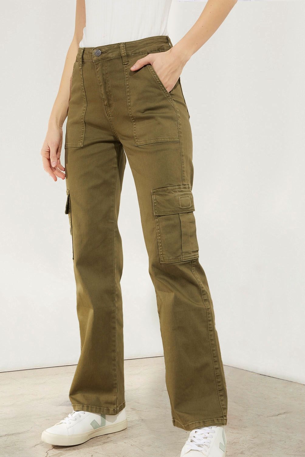 UNIVERSITY CLUB - University Club Pantalón Cargo Tiro Medio Mujer