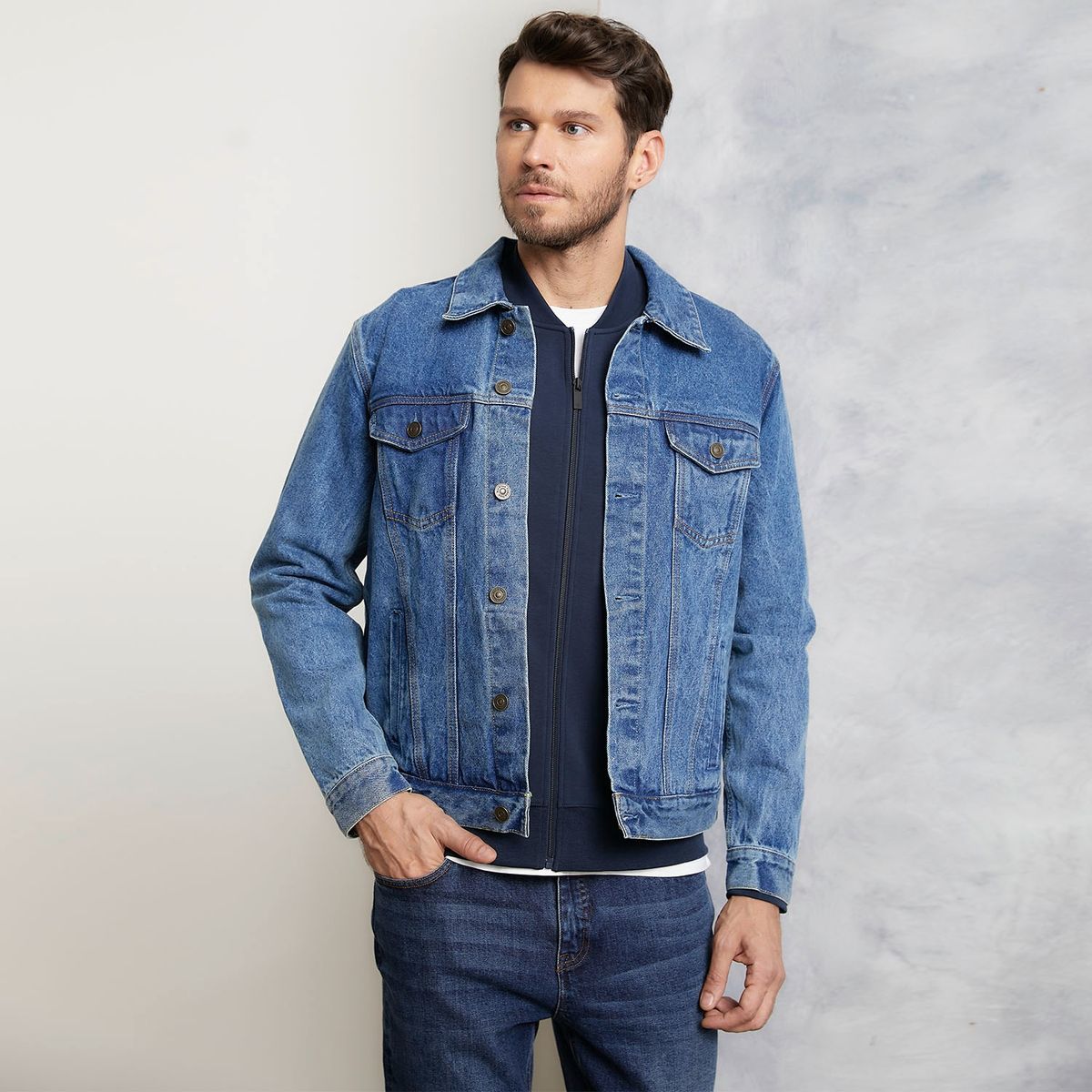 WOLF&HANK - Chaqueta Denim Algodón Hombre Wolf&Hank Clásica Negra