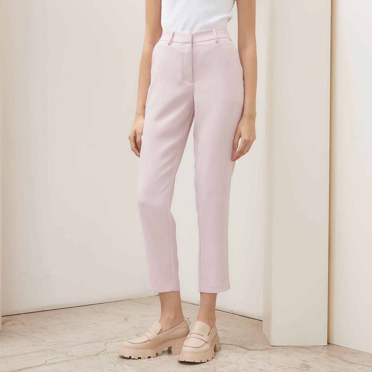 BASEMENT - Pantalón Recto Tiro Medio Mujer Basement