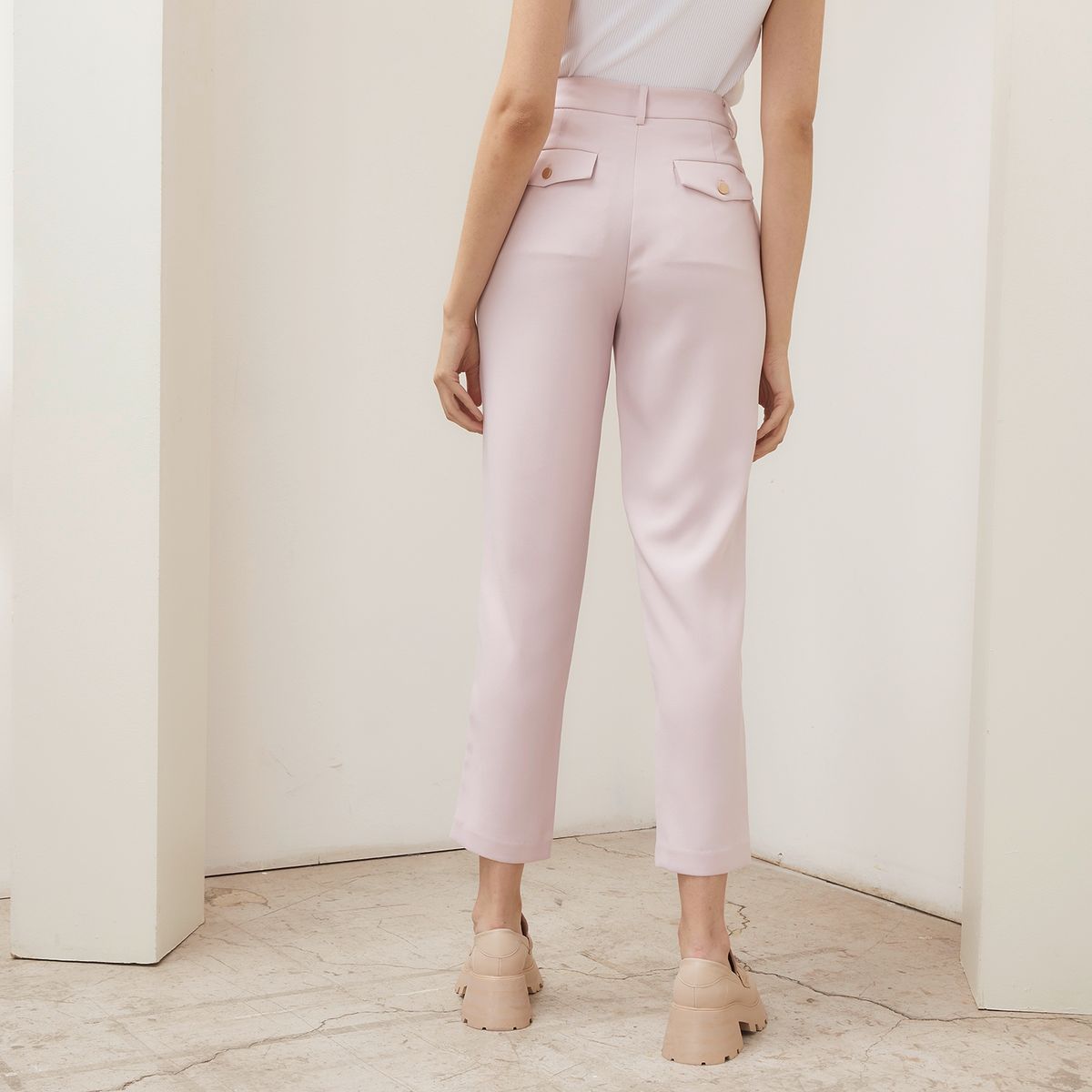 BASEMENT - Pantalón Recto Tiro Medio Mujer Basement