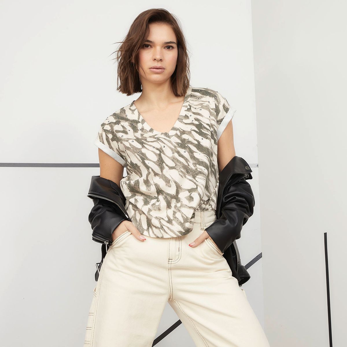 AMERICANINO - Americanino Polera Manga Corta Algodón Mujer