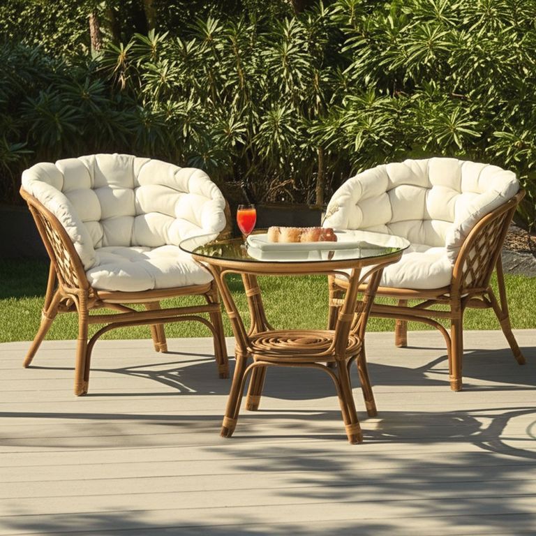 Juego De Living Terraza Rattán Maka Café
