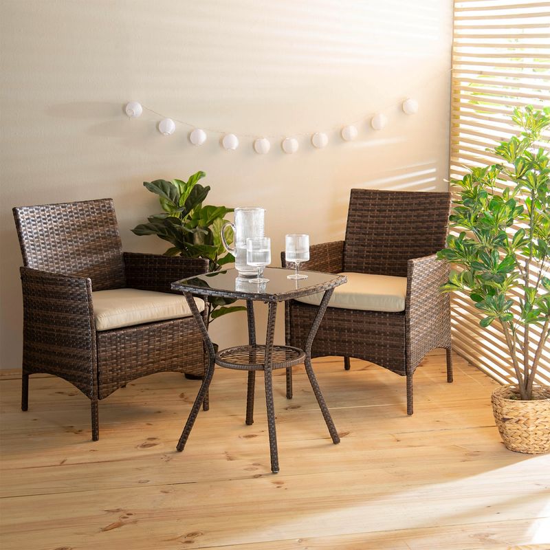 MICA - Juego de Living Terraza Mica Barbados Rattán Sintético Café