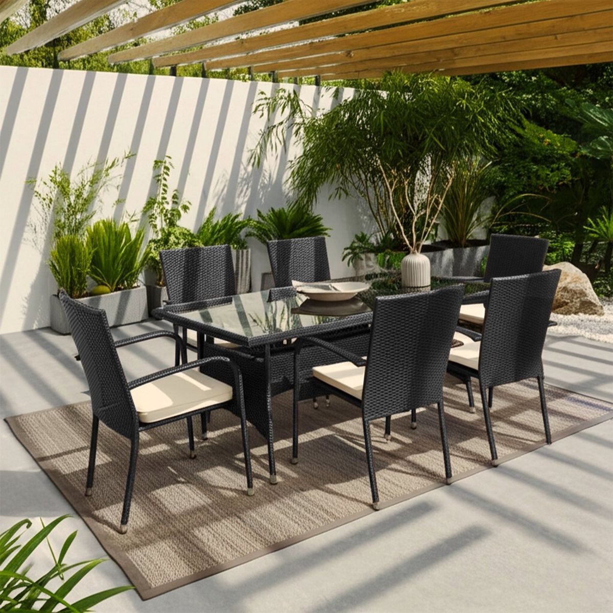 MICA - Juego De Comedor Terraza 6 Puestos Sardegna Mica