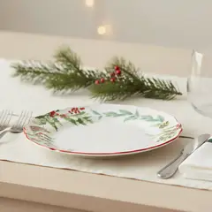 ROBERTA ALLEN - Plato Postre 21 Cm Muérdago Navidad Roja