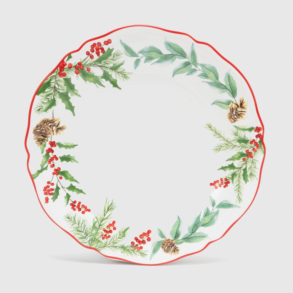 ROBERTA ALLEN - Plato Postre 21 Cm Muérdago Navidad Roja Roberta Allen
