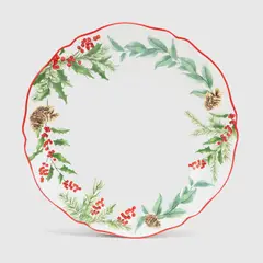 ROBERTA ALLEN - Plato Postre 20 cm Muérdago Navidad Roja