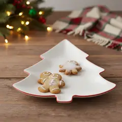 ROBERTA ALLEN - Fuente Árbol Navidad Pino Blanco Rim Roja 35.5 x 32 x 3 cm Navidad