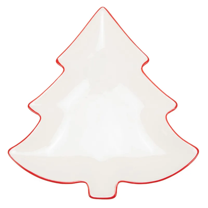 ROBERTA ALLEN - Fuente Pino Blanca Rim Roja 35.5 x 32 x 3 cm Navidad Roberta Allen