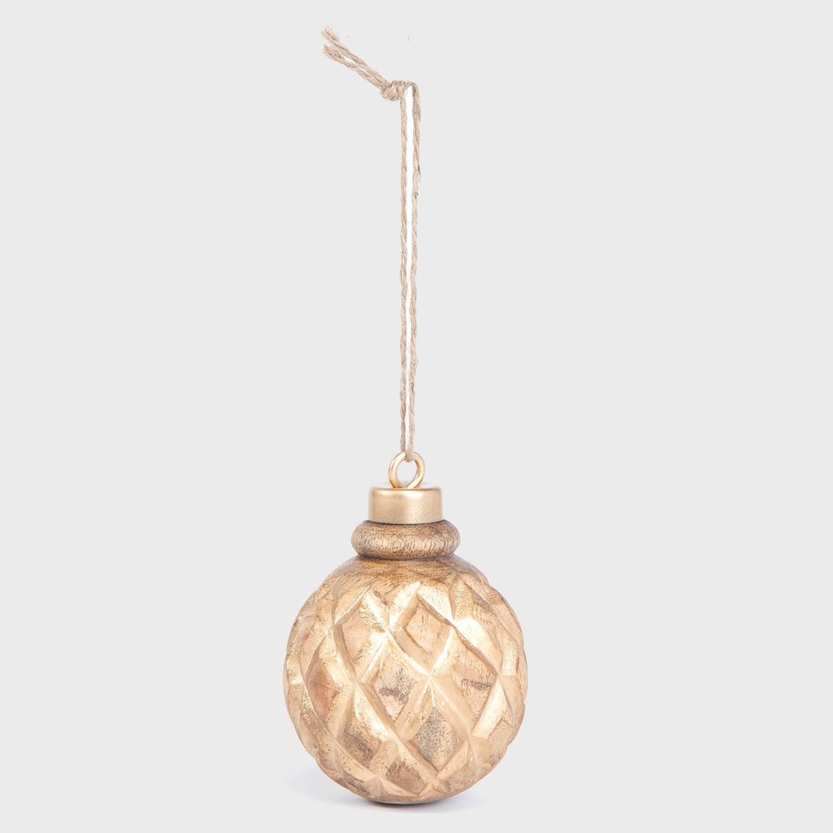 MICA - Esfera Bola Colgante Para Árbol De Navidad Gold Wood 8 Cm Mica