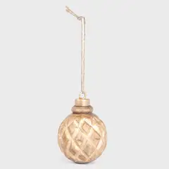 MICA - Esfera Bola Colgante Para Árbol De Navidad Gold Wood 8 Cm