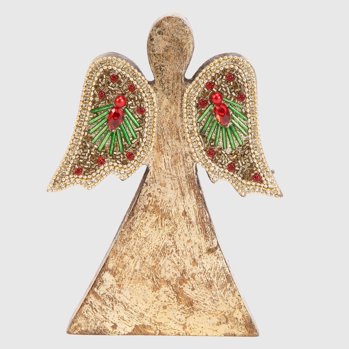 MICA - Adorno Figura Decorativa Ángel Alas Mostacillas 19 Cm Mica