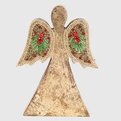 MICA - Adorno Figura Decorativa Ángel Alas Mostacillas 19 Cm