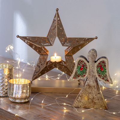 Imagen 2 del producto Adorno Figura Decorativa Ángel Alas Mostacillas 19 Cm