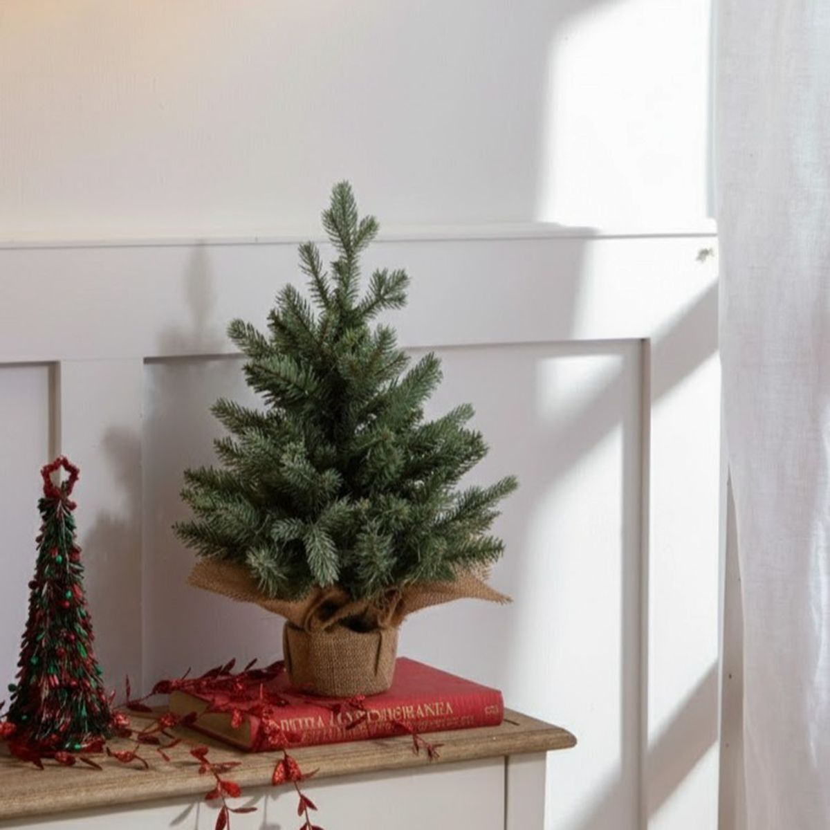 MICA - Árbol Navidad Pino Mini Con Piñas 45 Cm 40 Ramas Mica