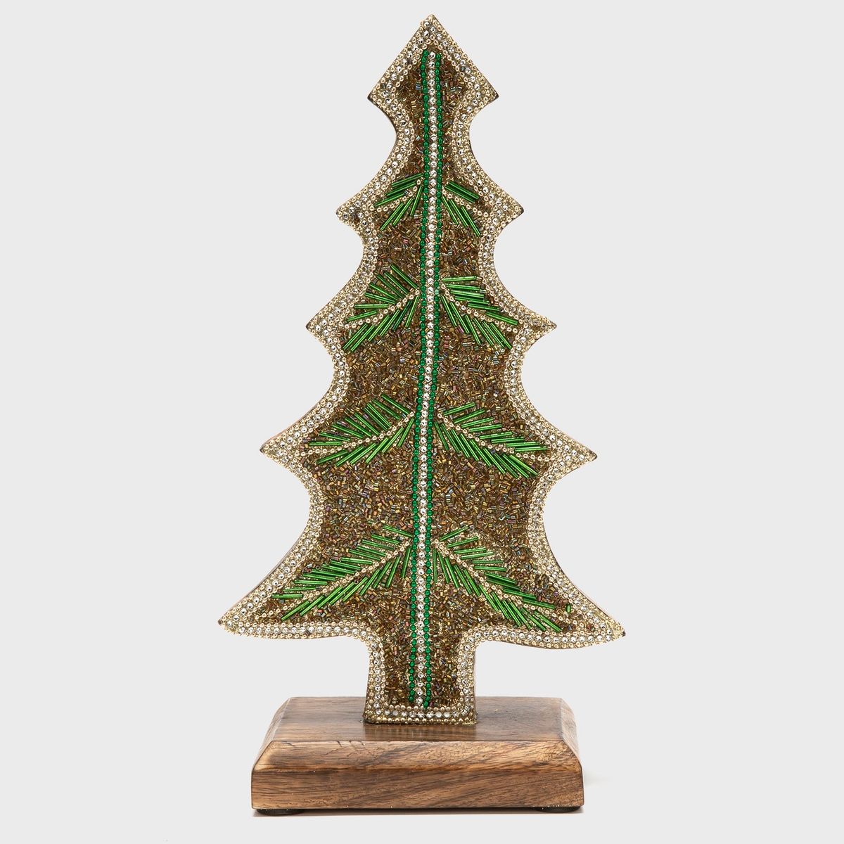 MICA - Adorno Figura Pino Madera Navidad 30 Cm Mica