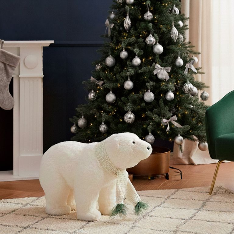 Muñeco Oso Polar 40X29 cm Adorno Decoración Navidad