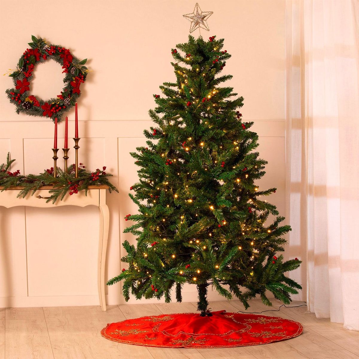 MICA - Árbol Navidad Pino Con Detalle De Frutas 709 Ramas 180 Cm Mica