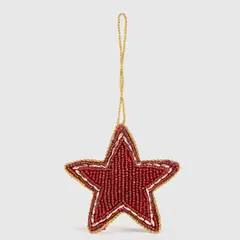 MICA - Adorno Colgante Para Árbol De Navidad Estrella De Mostacilla Roja 10 Cm