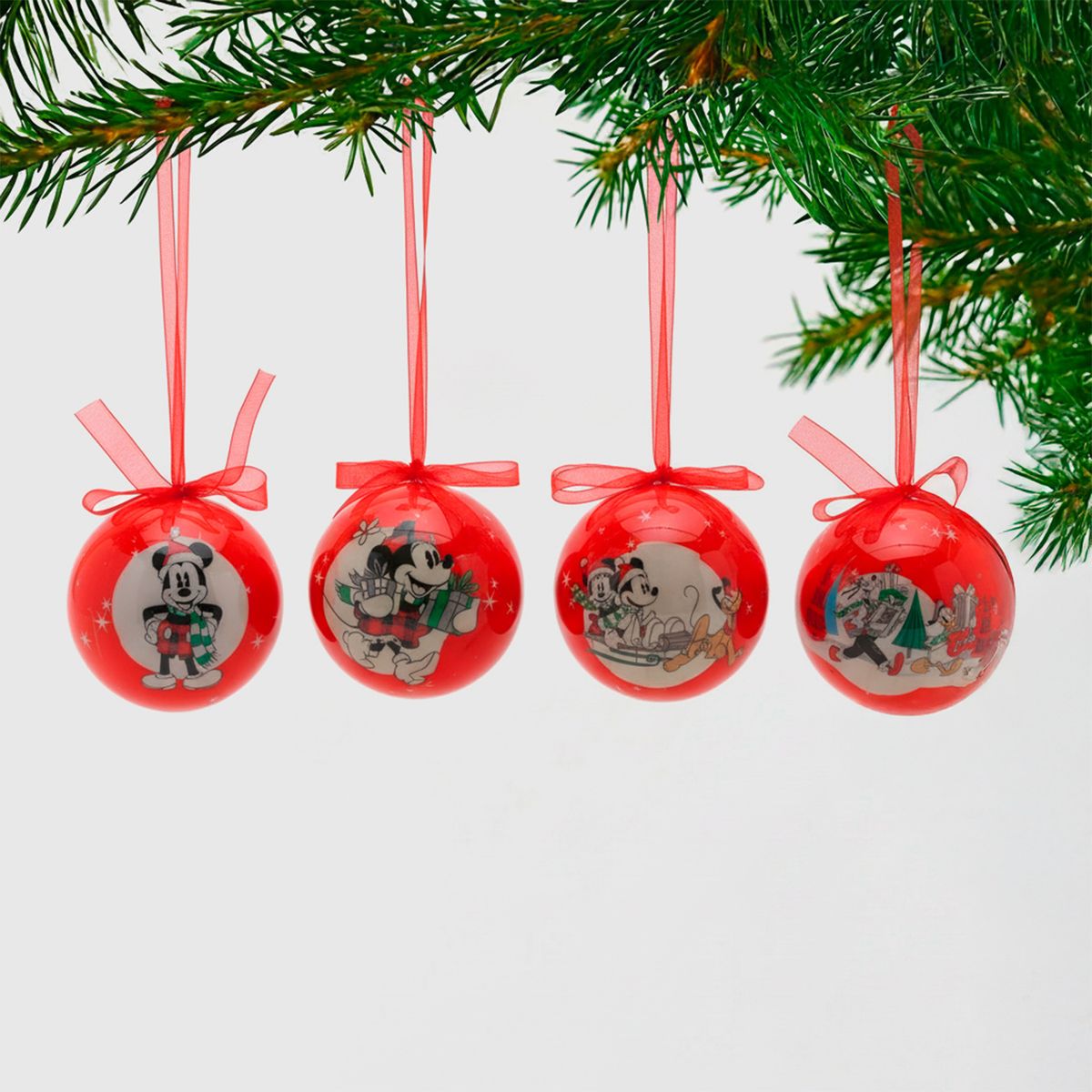 DISNEY - Set 4 Esferas Bolas Colgantes Árbol Navidad 7.5 Cm Disney