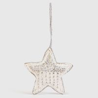 Adorno Árbol Colgante Mostacilla Y Tela Blanca