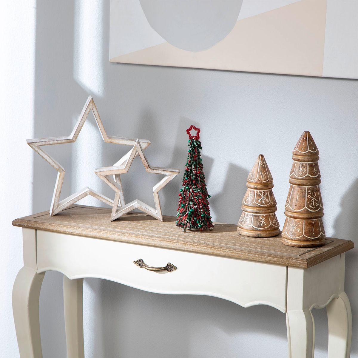 MICA - Adorno Árbol Navidad Madera Dorada 25 Cm Mica