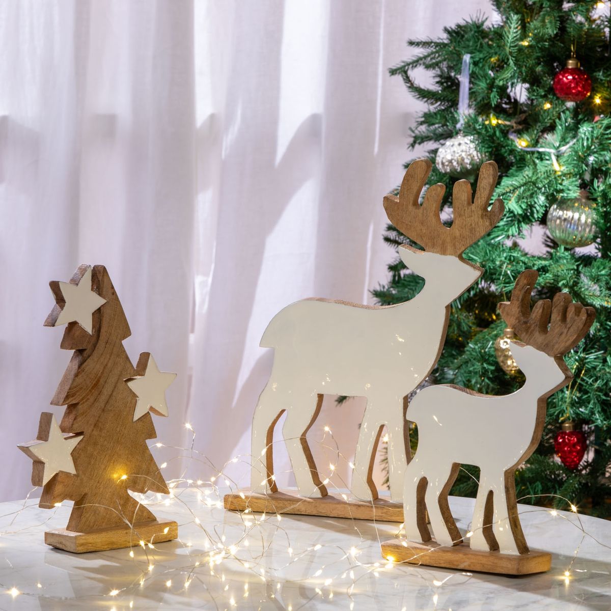 MICA - Adorno  Árbol Navidad Madera 18 Cm Mica