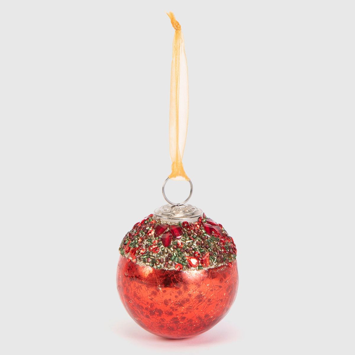 MICA - Adorno Esfera 7 Cm Colgante Roja De Mostacilla Para Árbol De Navidad Mica