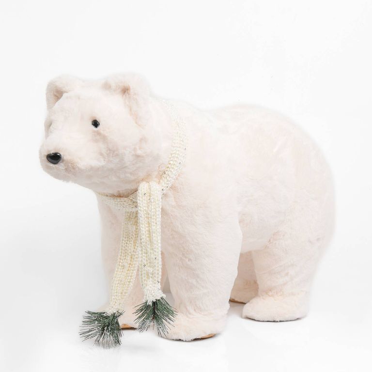 Oso Blanco 58X37 cm Figura Adorno Decoración Navidad