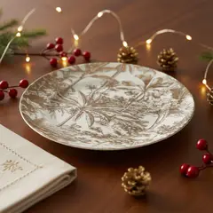 ROBERTA ALLEN - Plato Postre 20 Cm Paisaje Palmeras Navidad Dorada