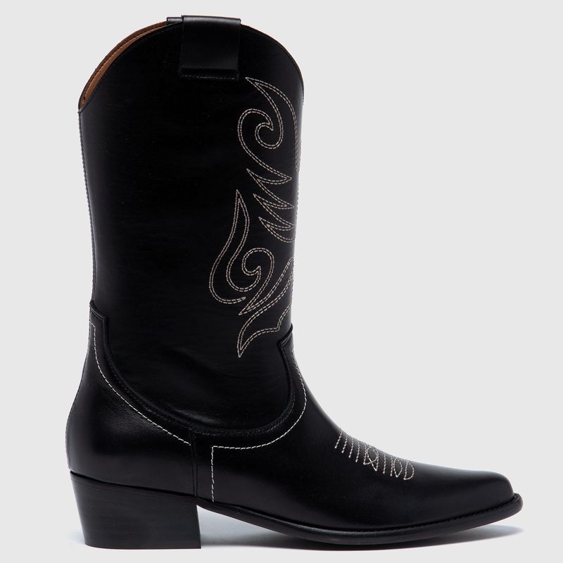 BASEMENT - Bota Vaquera Vaquera Mujer Cuero Negro Basement