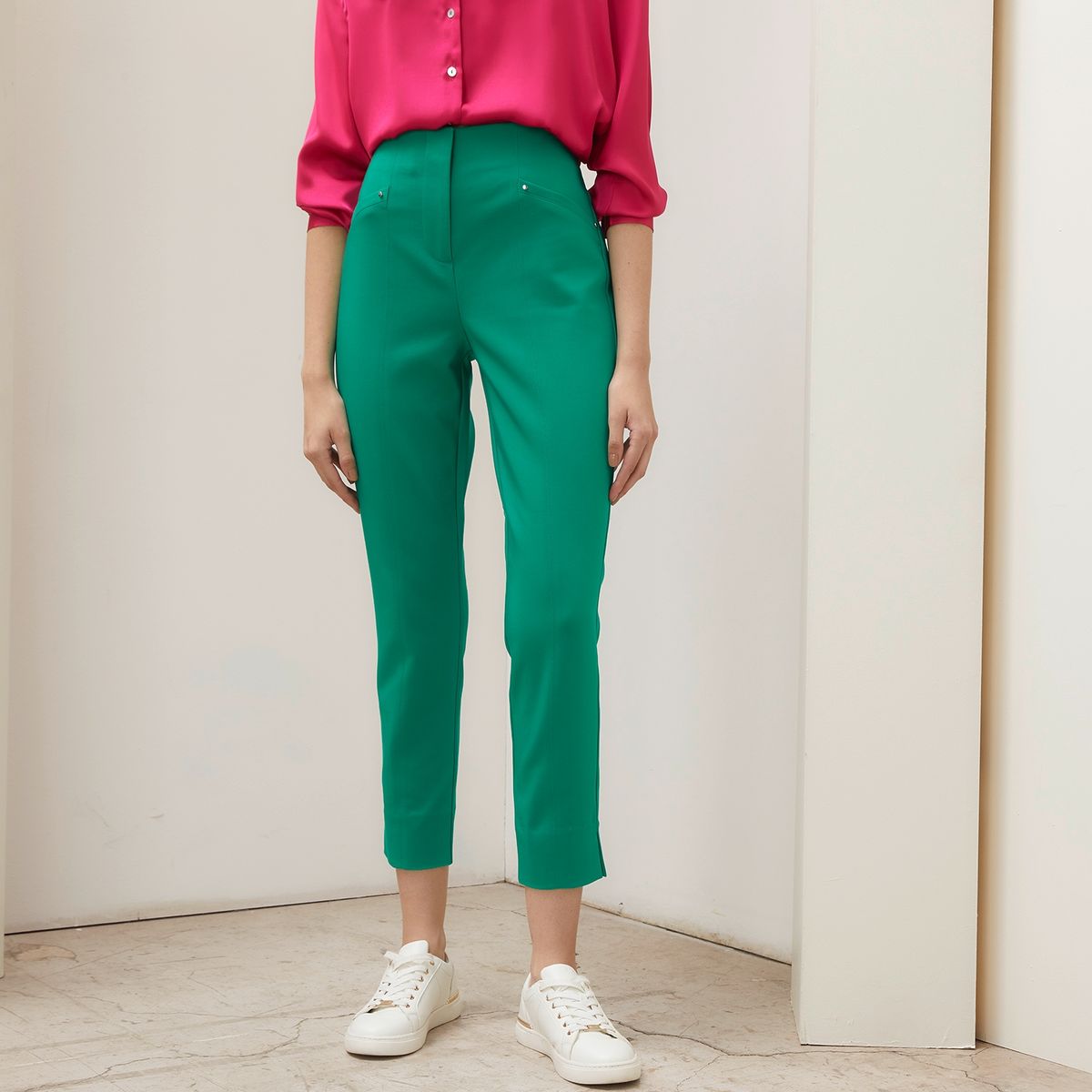 BASEMENT - Pantalón Basement Slim Fit Medio Algodón Mujer