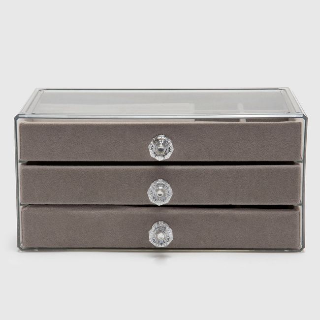 MICA - Joyero Mica 3 Pisos Organizador de Joyas Plástico Gris