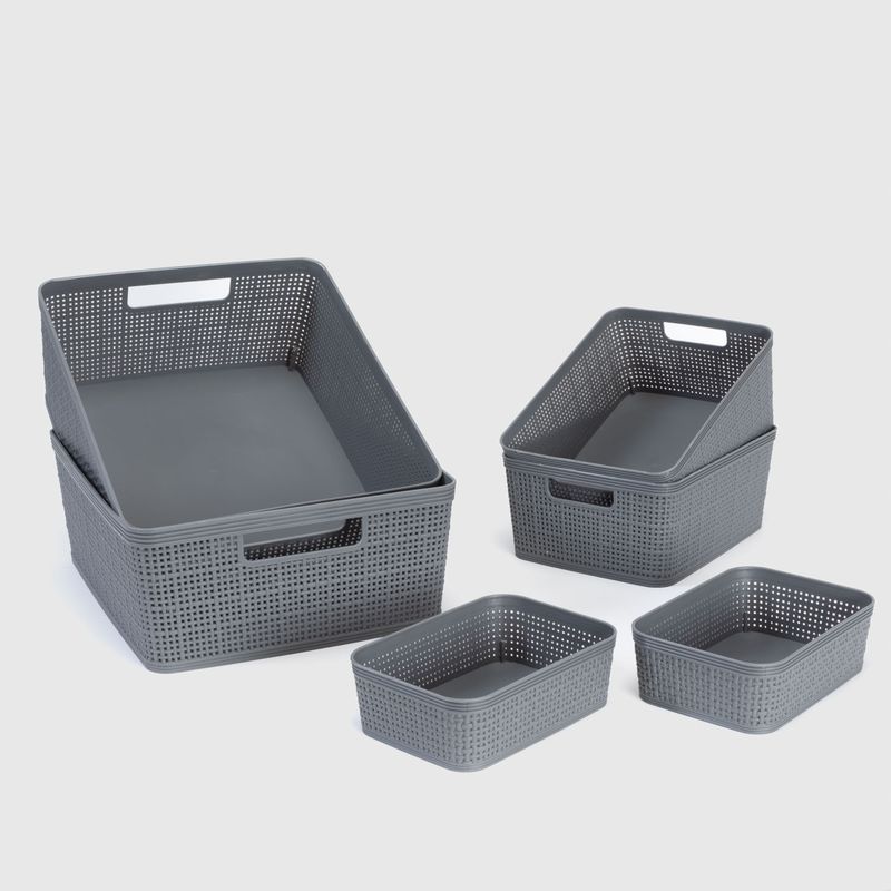 MICA - Set de 6 Canastos Organizadores Rattan Plástico Mica