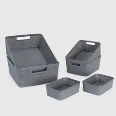 MICA - Set de 6 Canastos Organizadores Rattan Plástico