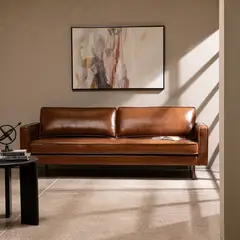 BASEMENT HOME - Sofá Ezra 3 Cuerpos 100% Cuero
