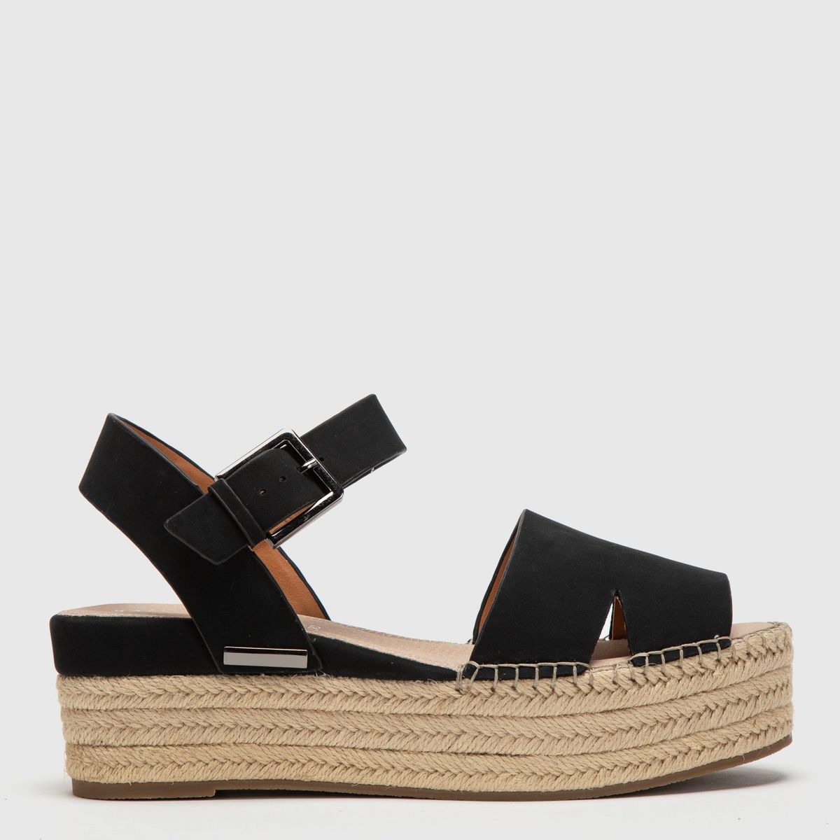 BASEMENT - Sandalia de Plataforma de Cuero Negro para Mujer Basement