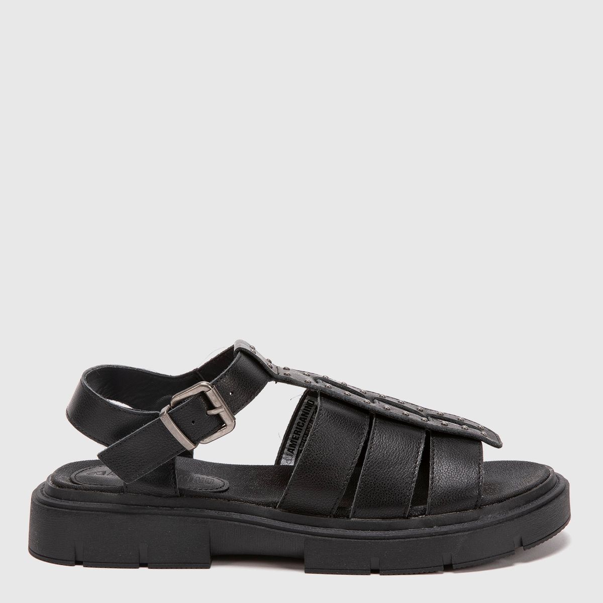 AMERICANINO - Sandalia Mujer Cuero Negro Americanino