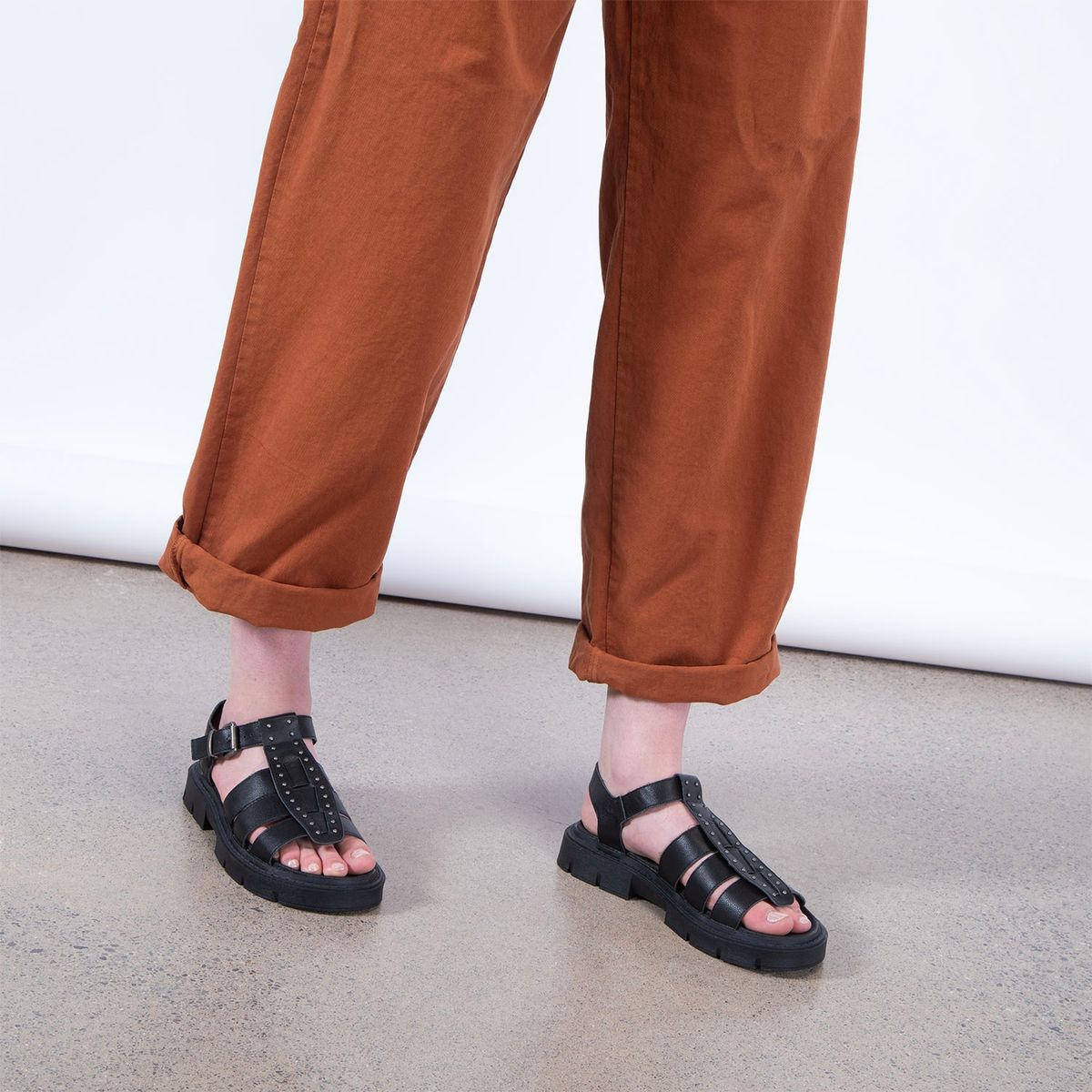 AMERICANINO - Sandalia Mujer Cuero Negro Americanino